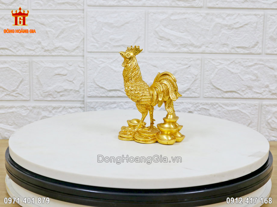 Pho tượng gà bằng đồng dát vàng 24K kích thước nhỏ